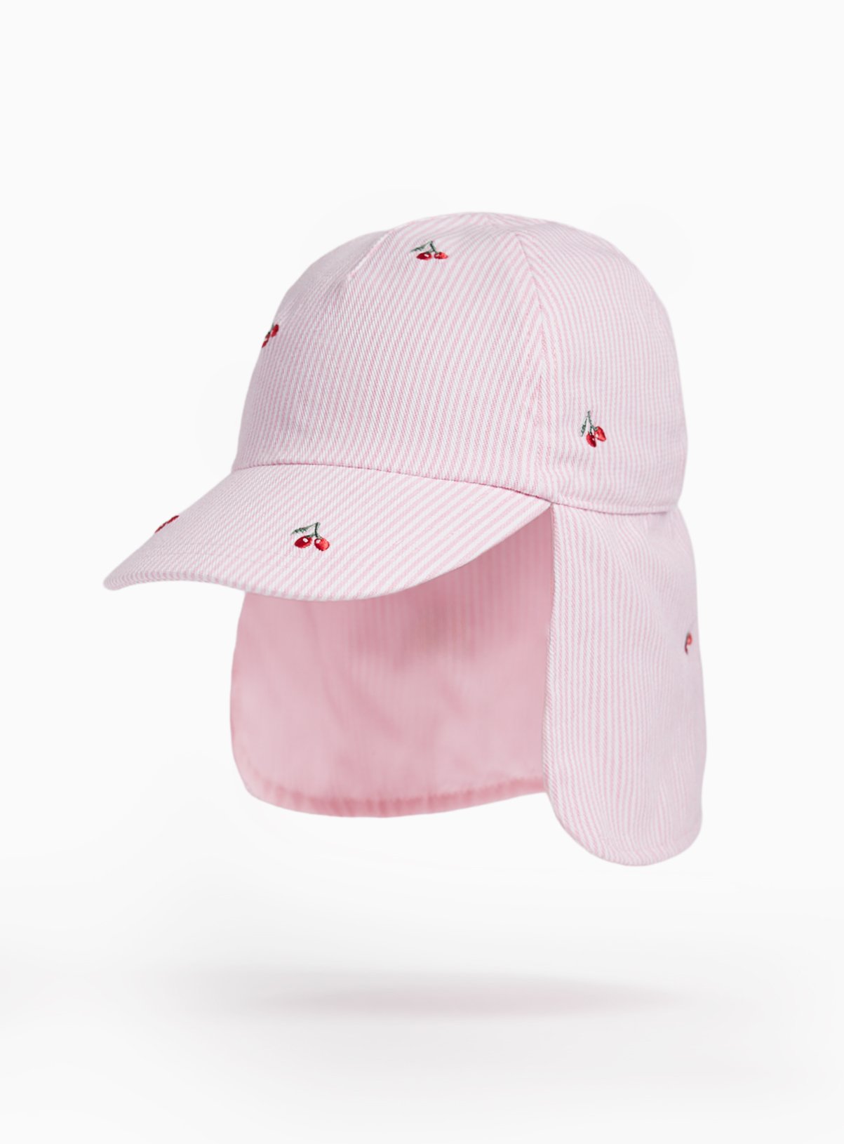 Pink Stripe Cherry Embroidered Keppi Hat
