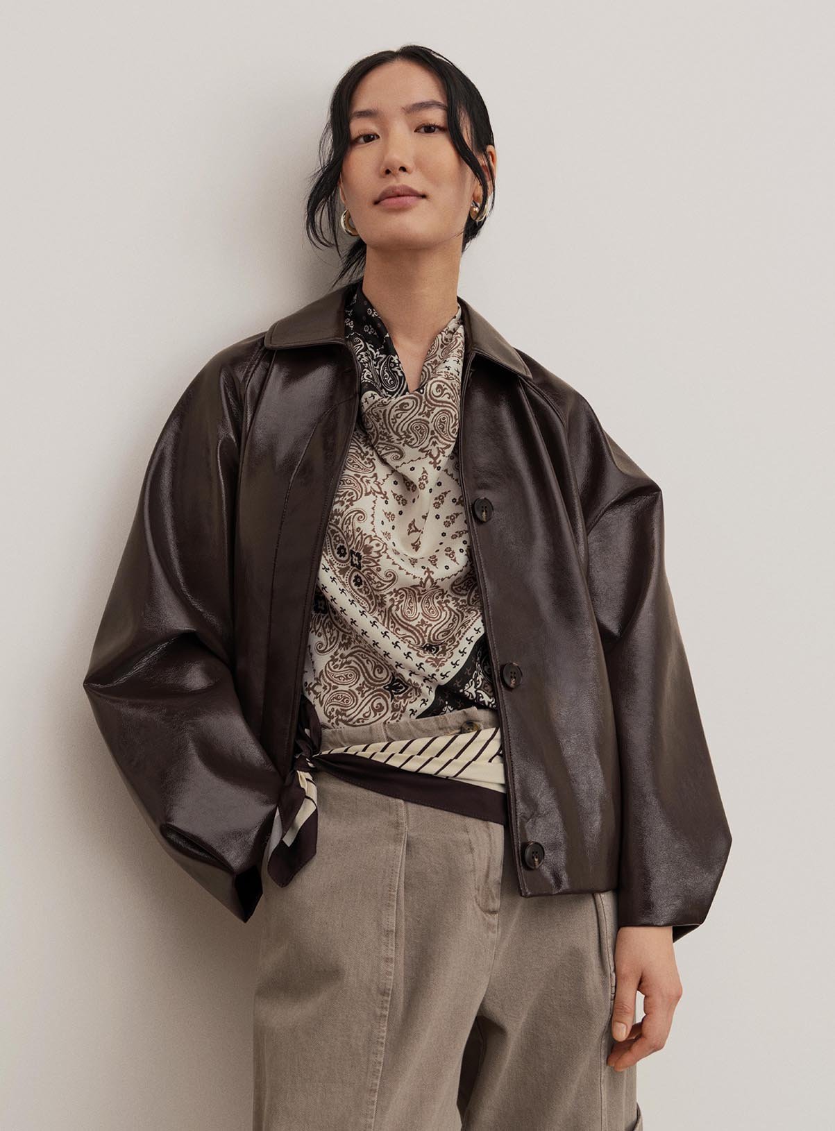 PU Bubble Hem Jacket 