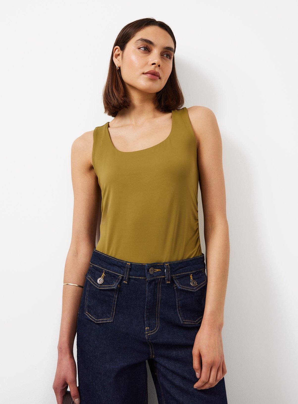 Khaki Square Neck Tank Top 12