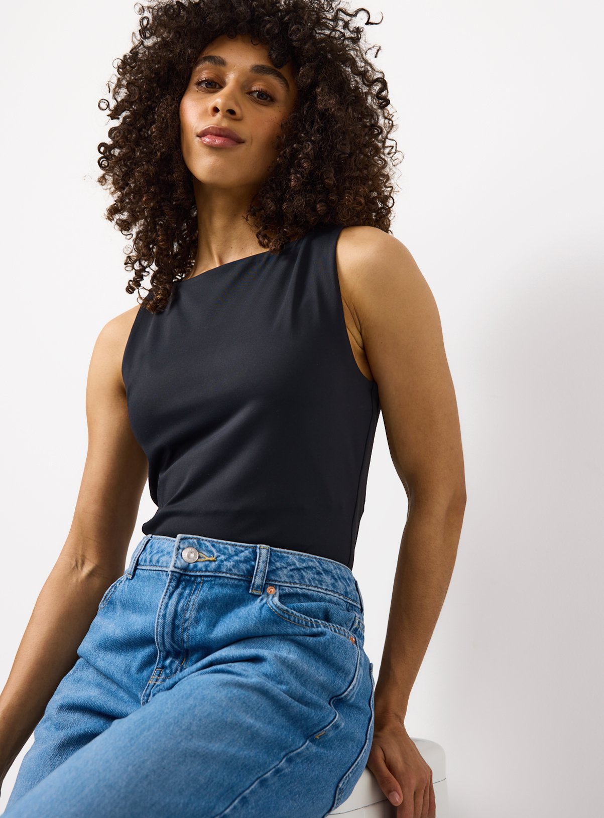 Black Boat Neck Tank Top 10
