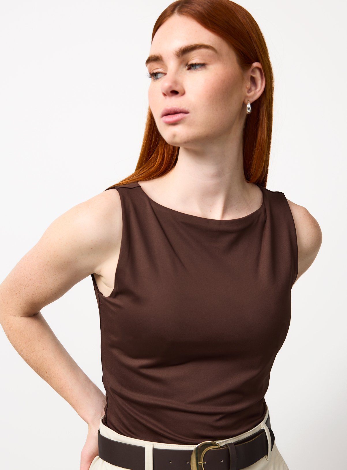 Brown Boat Neck Tank Top 10