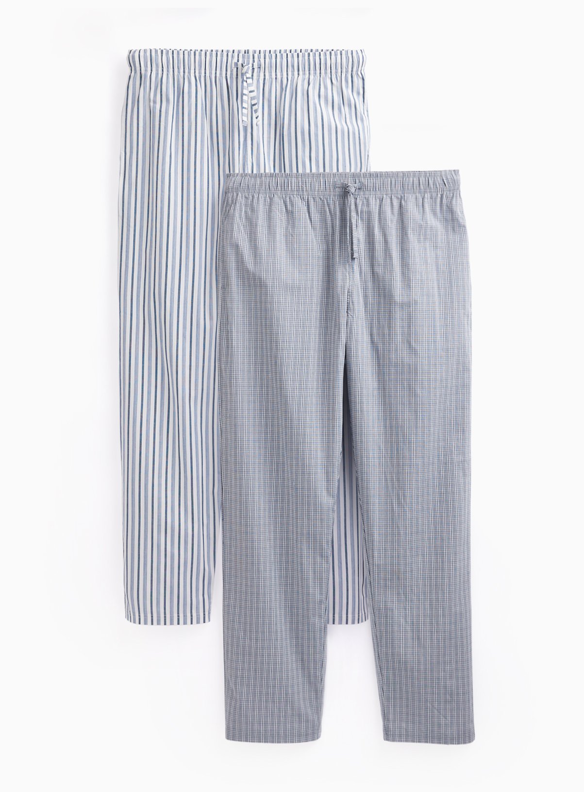 Grey Check & Stripe Print Pyjama Bottoms 2 Pack 