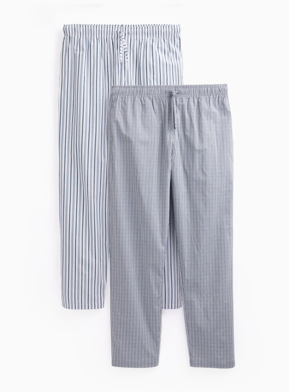 Grey Check & Stripe Print Pyjama Bottoms 2 Pack 