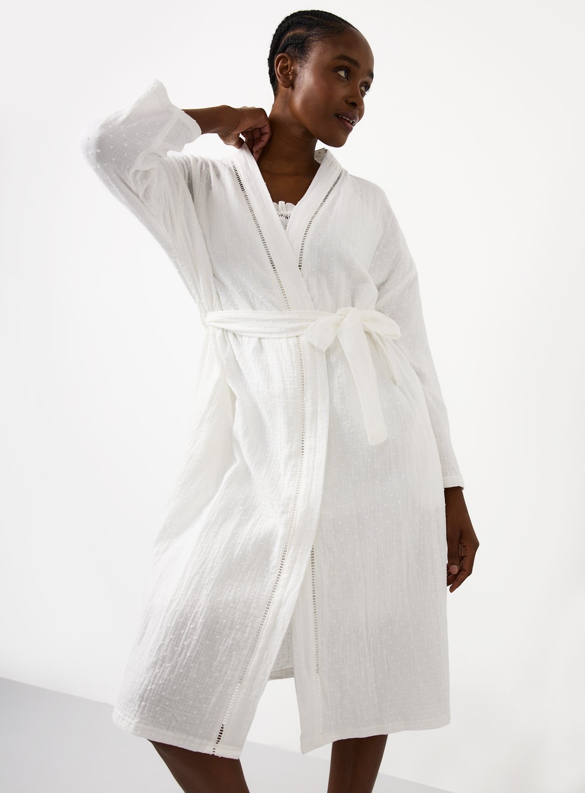 White Double Cloth Dressing Gown XL