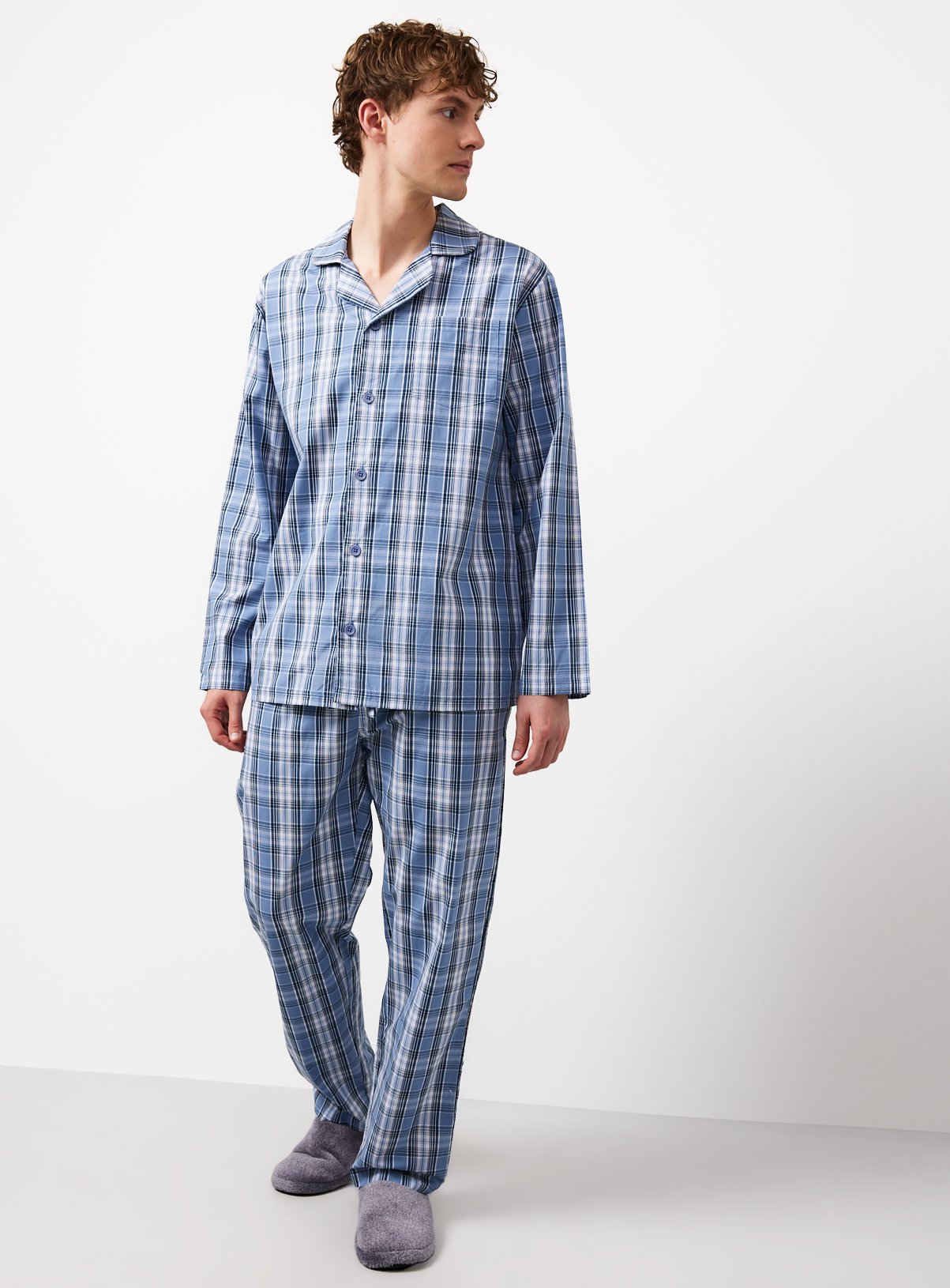 Blue Check Print Traditional Pyjamas 