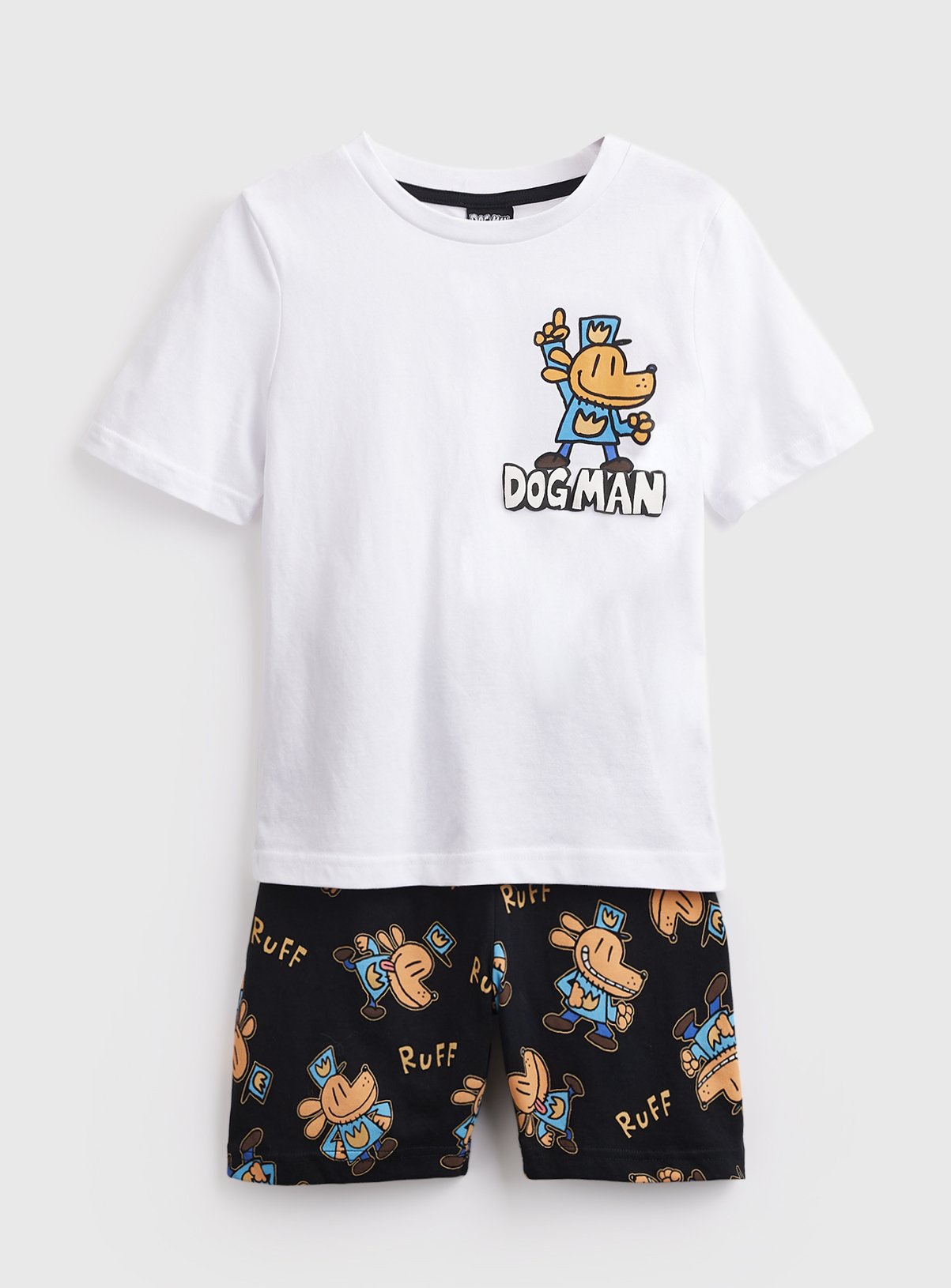 White Dog Man Print Shortie Pyjamas
