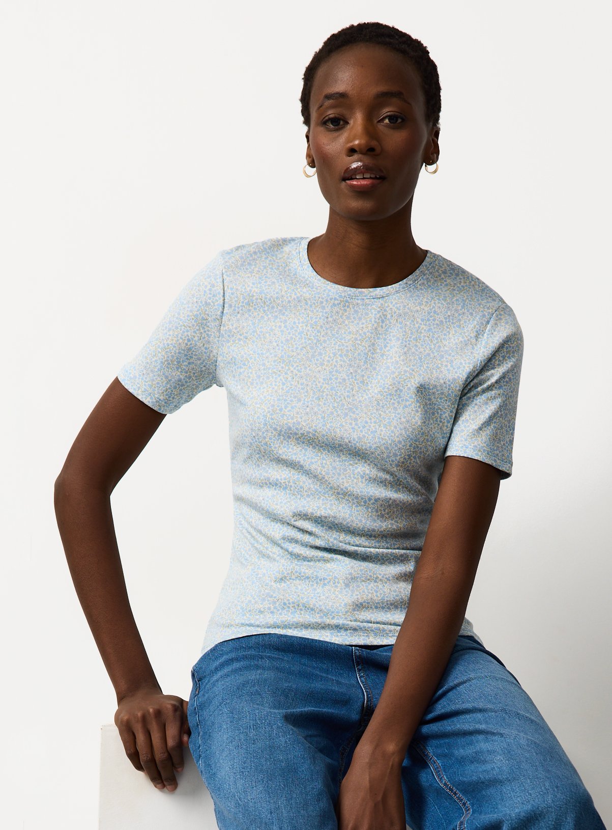 Blue Ditsy Print Jersey Top 22