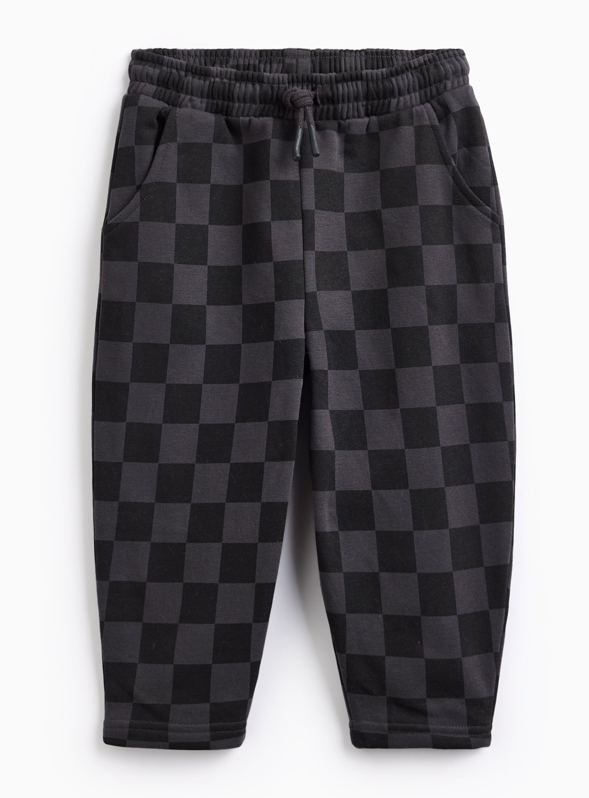 Black & Grey Chequered Open Leg Joggers 