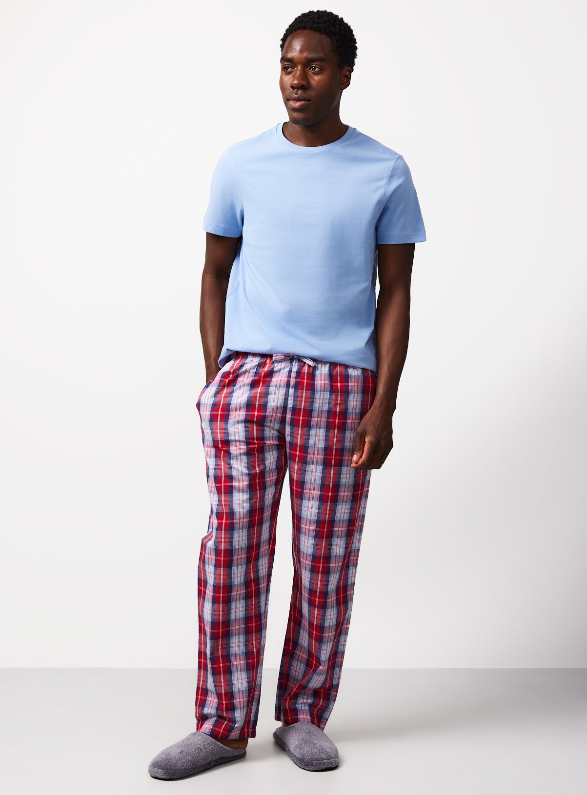 Blue & Red Checked Woven Pyjamas XL