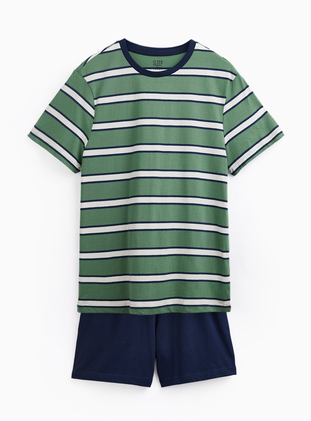 Green Stripe Jersey Shortie Pyjamas 