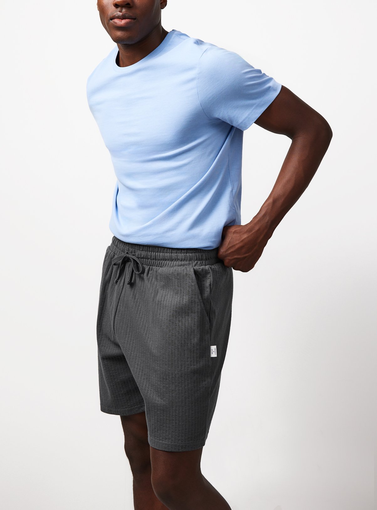 Charcoal Textured Jersey Shorts