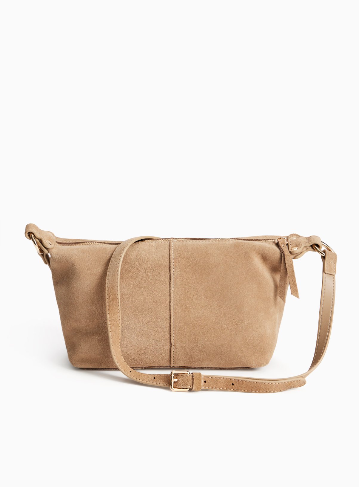 Natural Suede Minimal Cross Body Bag One Size