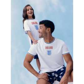 Mini Me Men's White England Football Shortie Pyjamas
