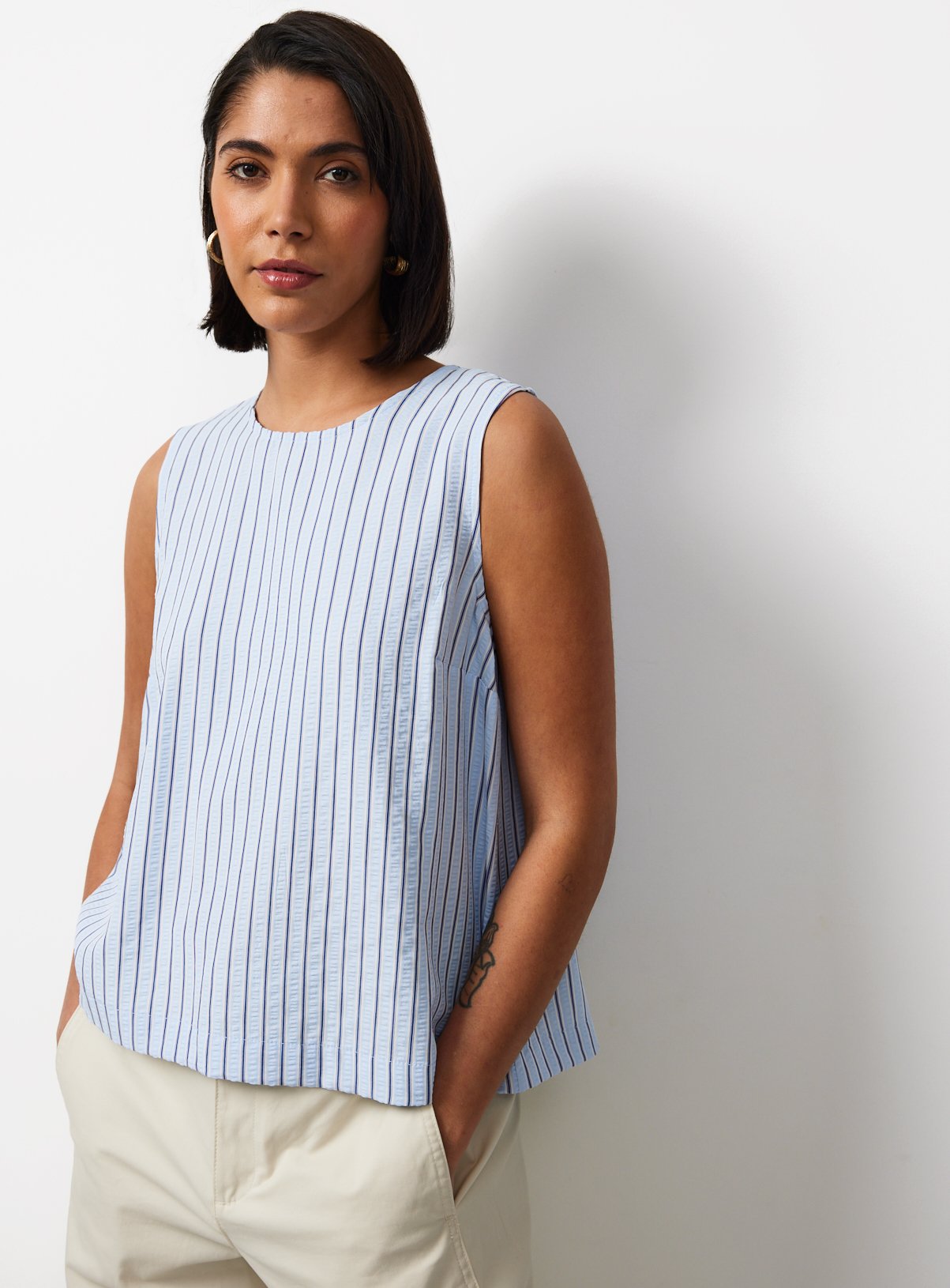 Blue Stripe Textured Shell Co-ord Top 14