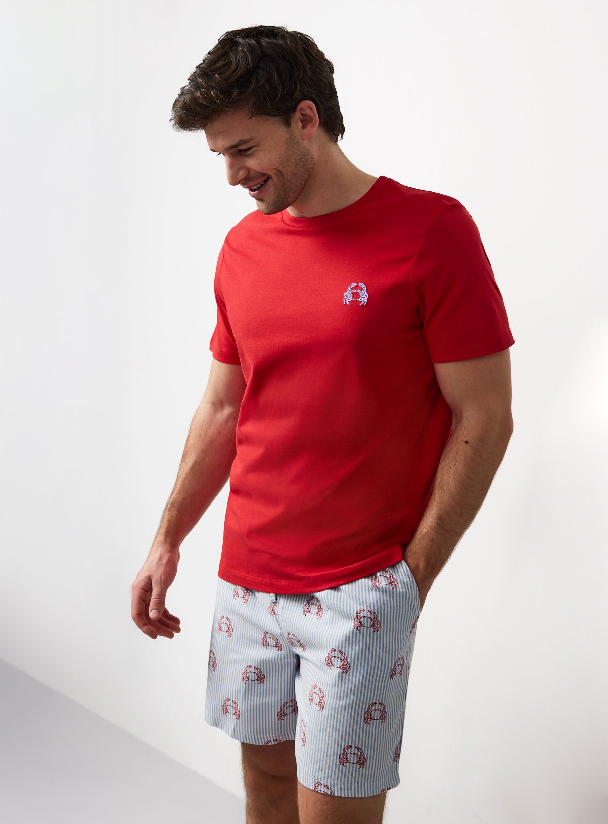 Men's Mini Me Red Crab Print Shortie Pyjamas
