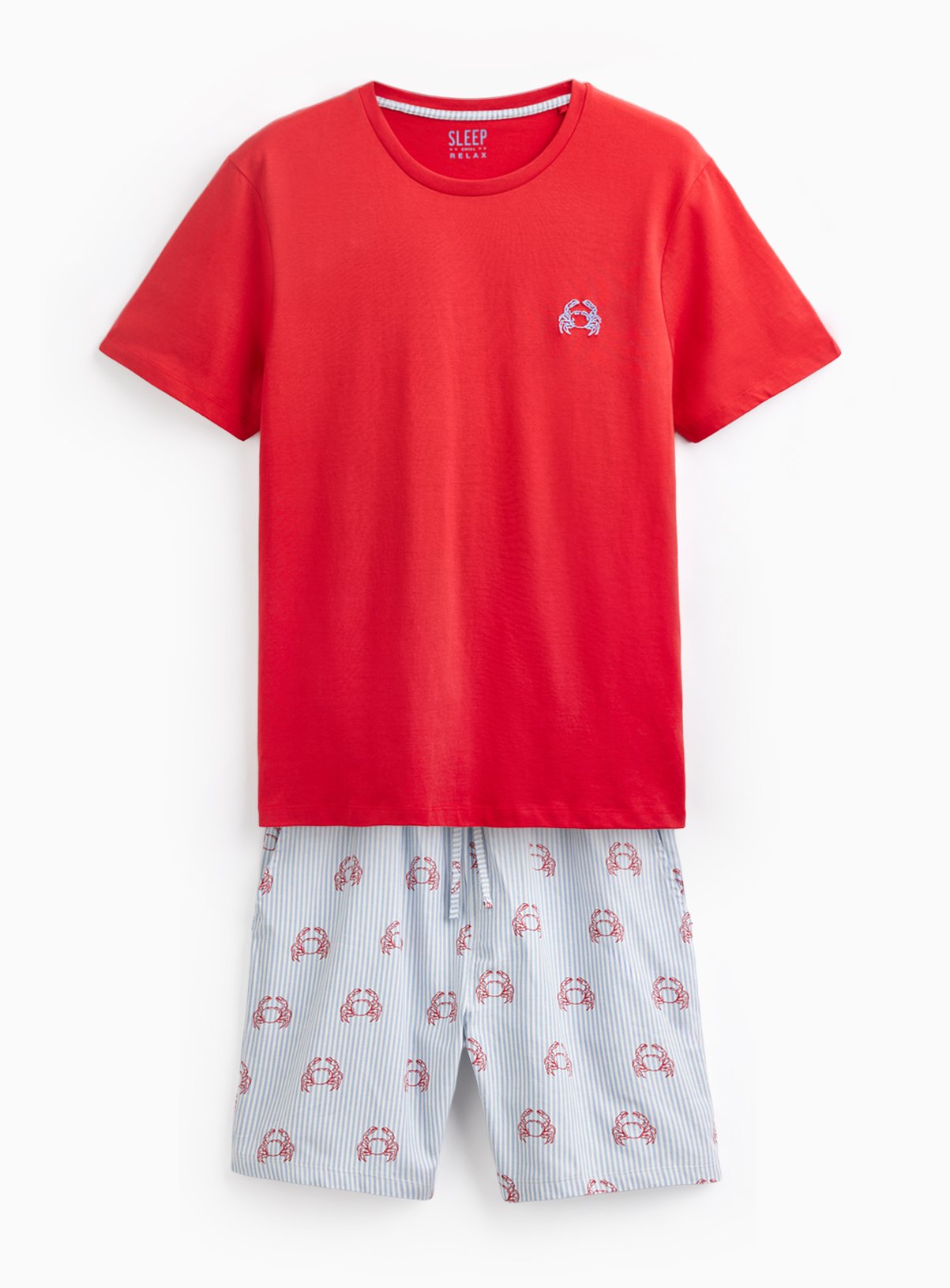 Men's Mini Me Red Crab Print Shortie Pyjamas 
