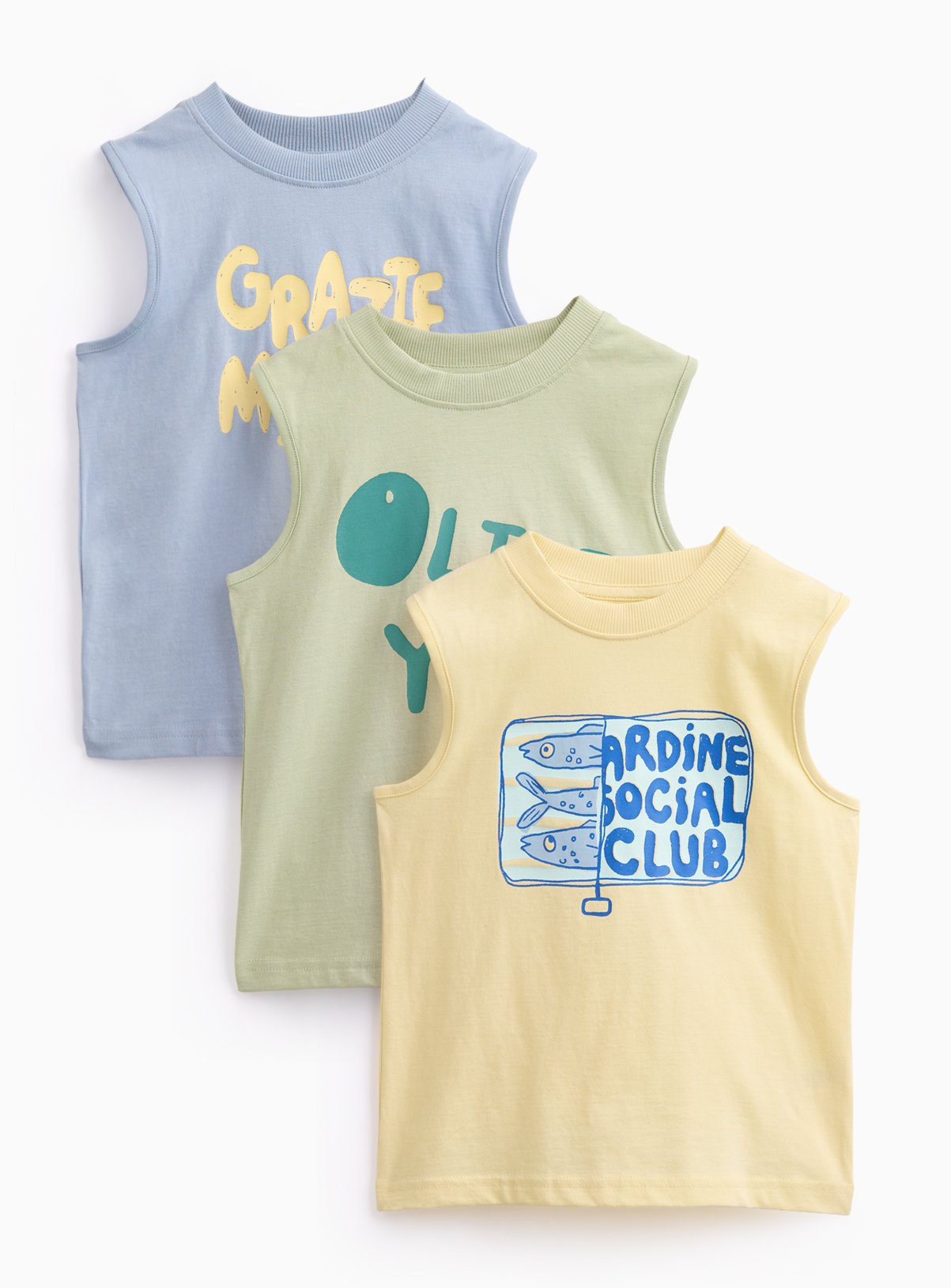 Sun Bleached Graphic Vests 3 Pack