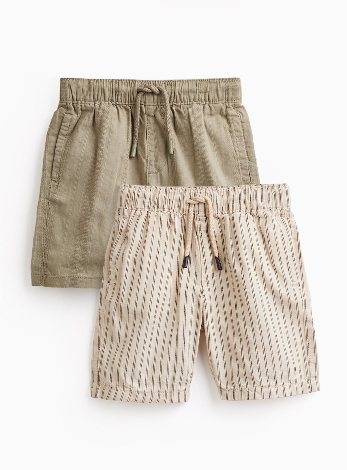 Stripe Print Linen Blend Shorts 2 Pack 