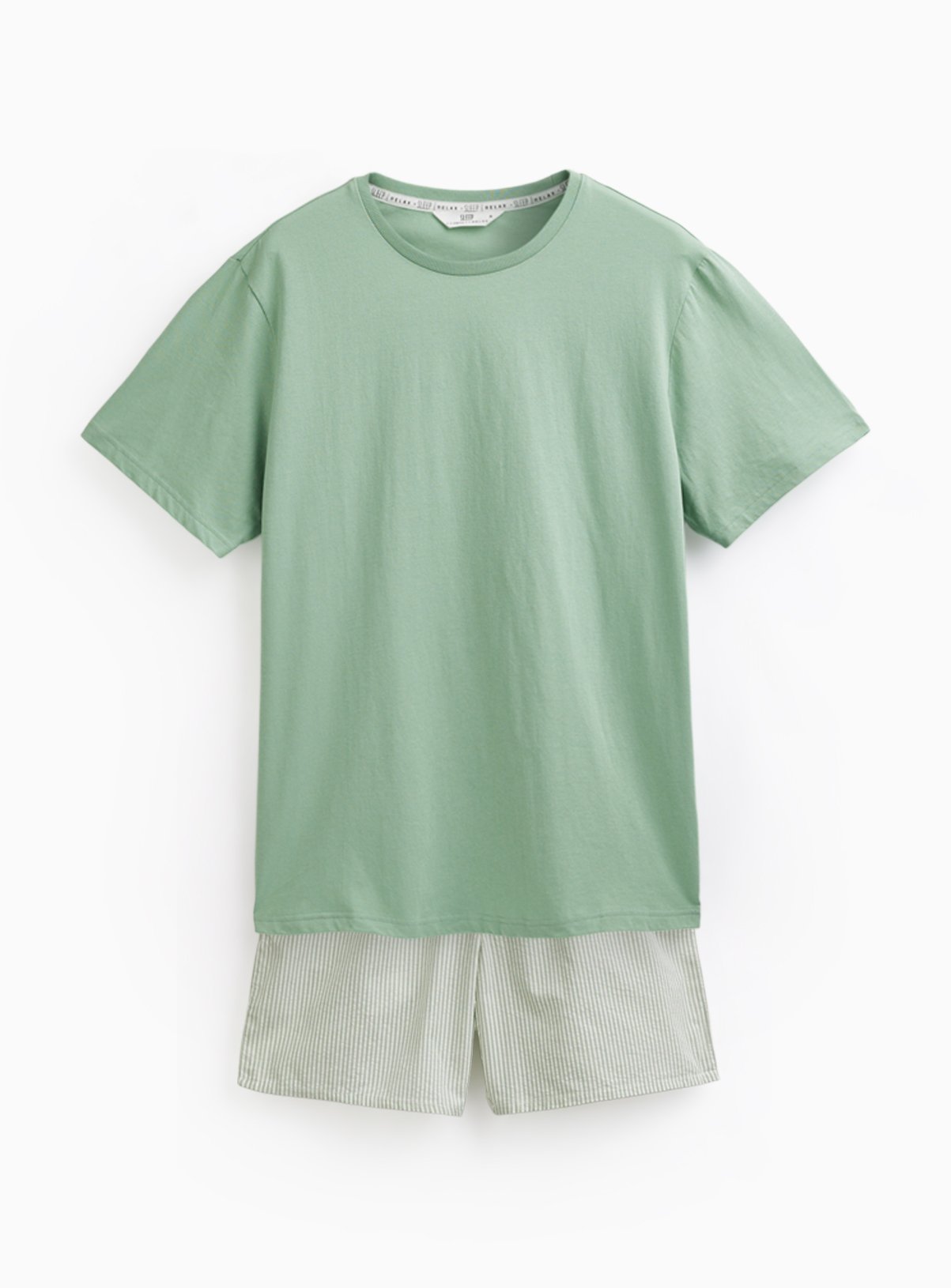 Green Jersey Tee & Stripe Shortie Pyjama s