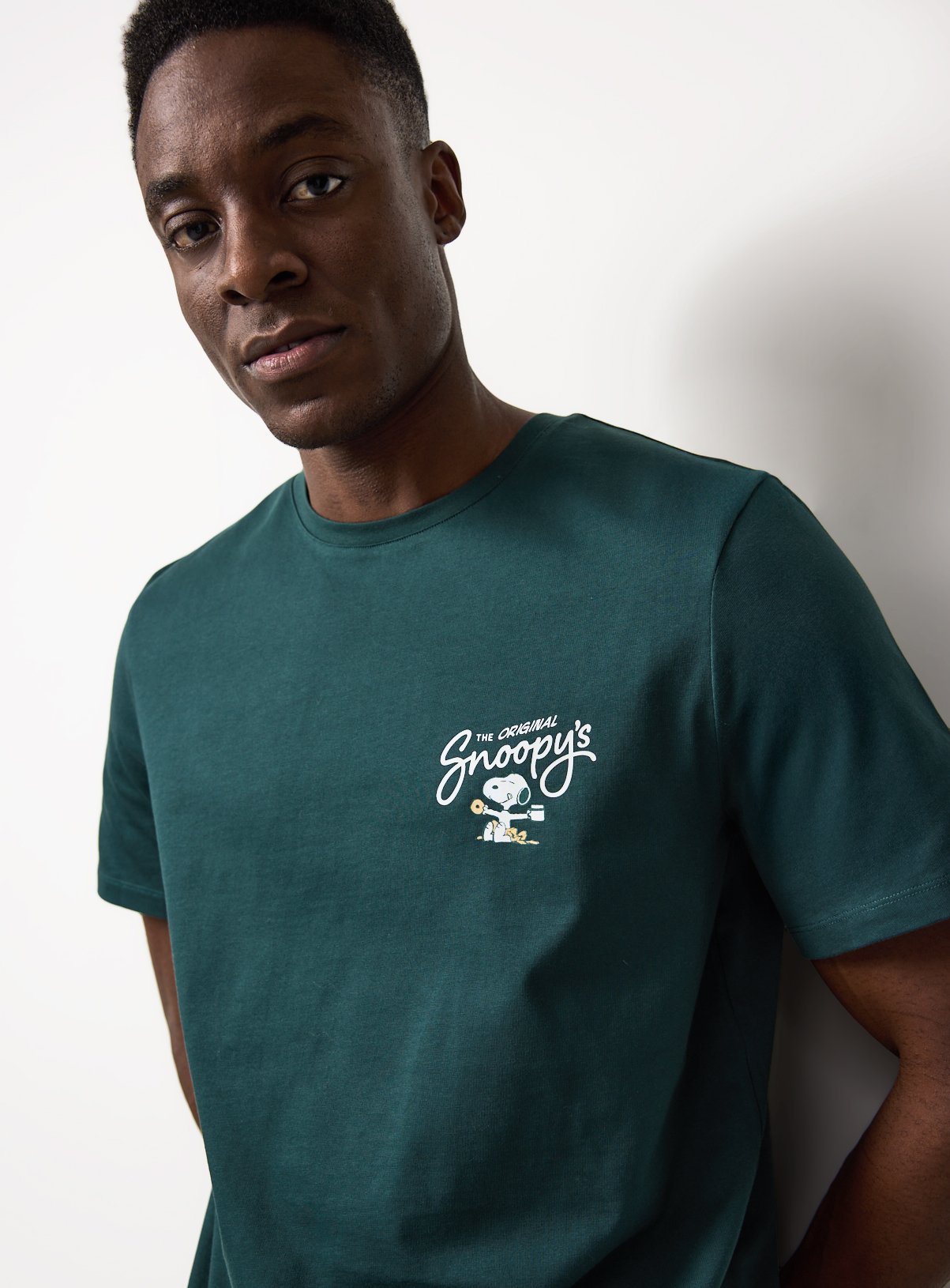 Green Peanuts Snoopy Bakery Graphic T-Shirt 
