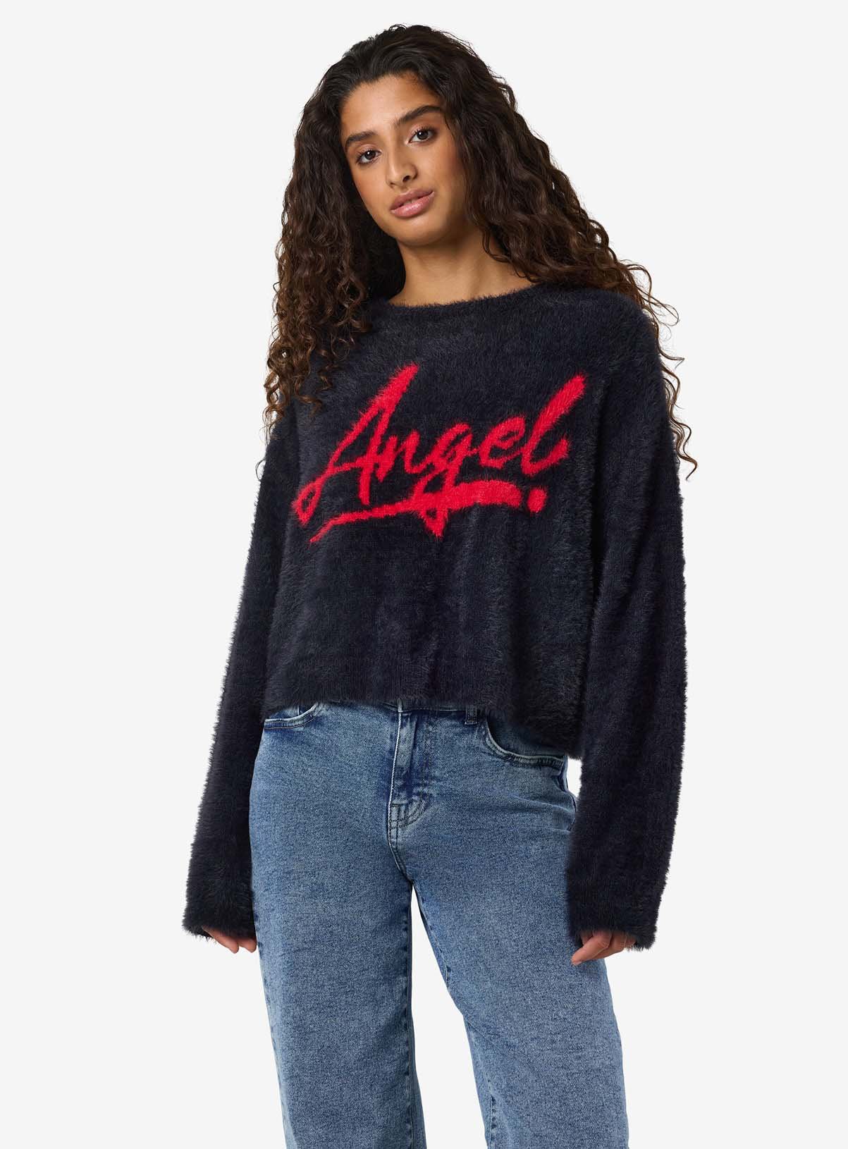 NOISY MAY Black Jumper With Angel Text