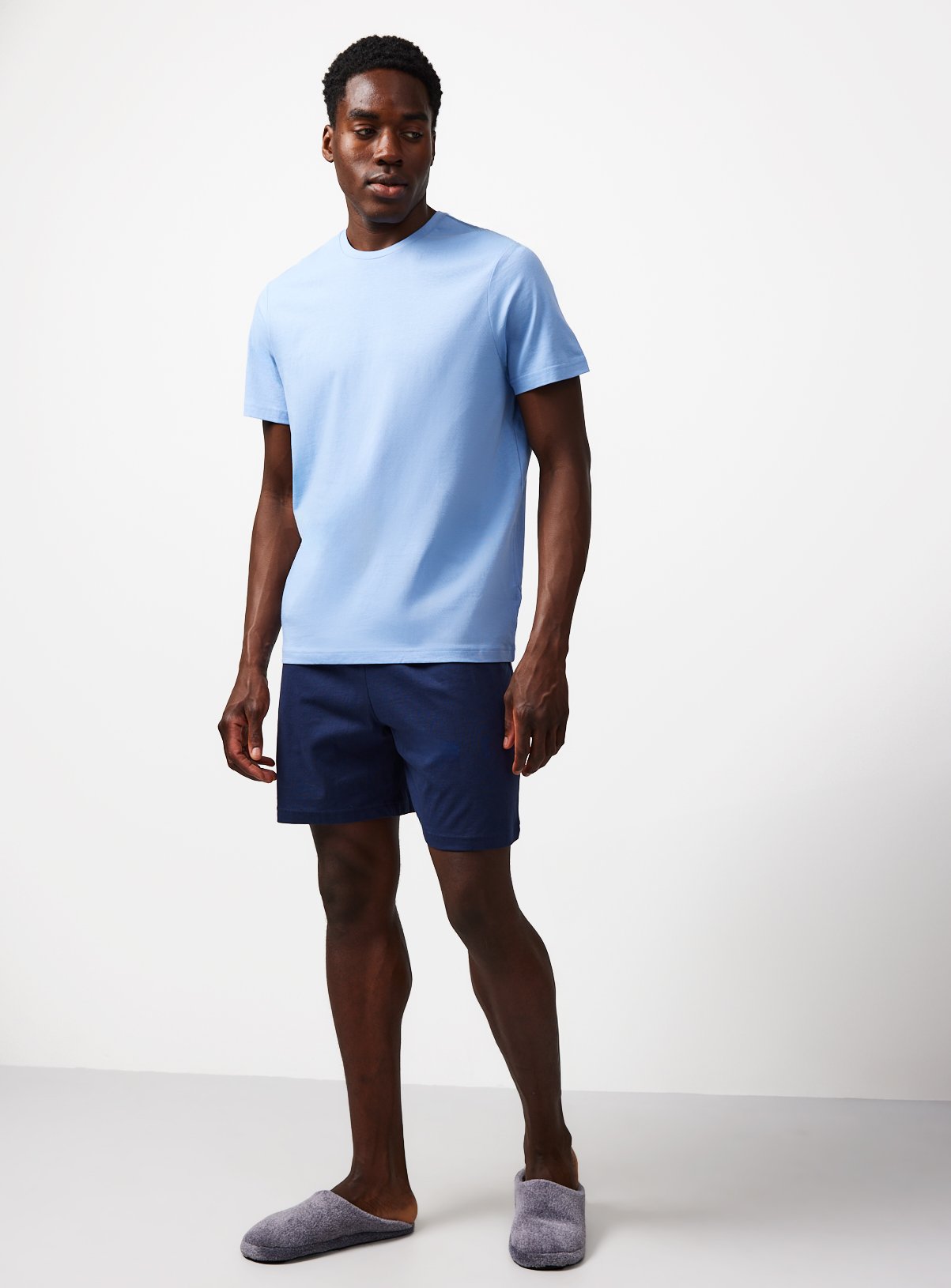 Blue Jersey Shortie Pyjamas L