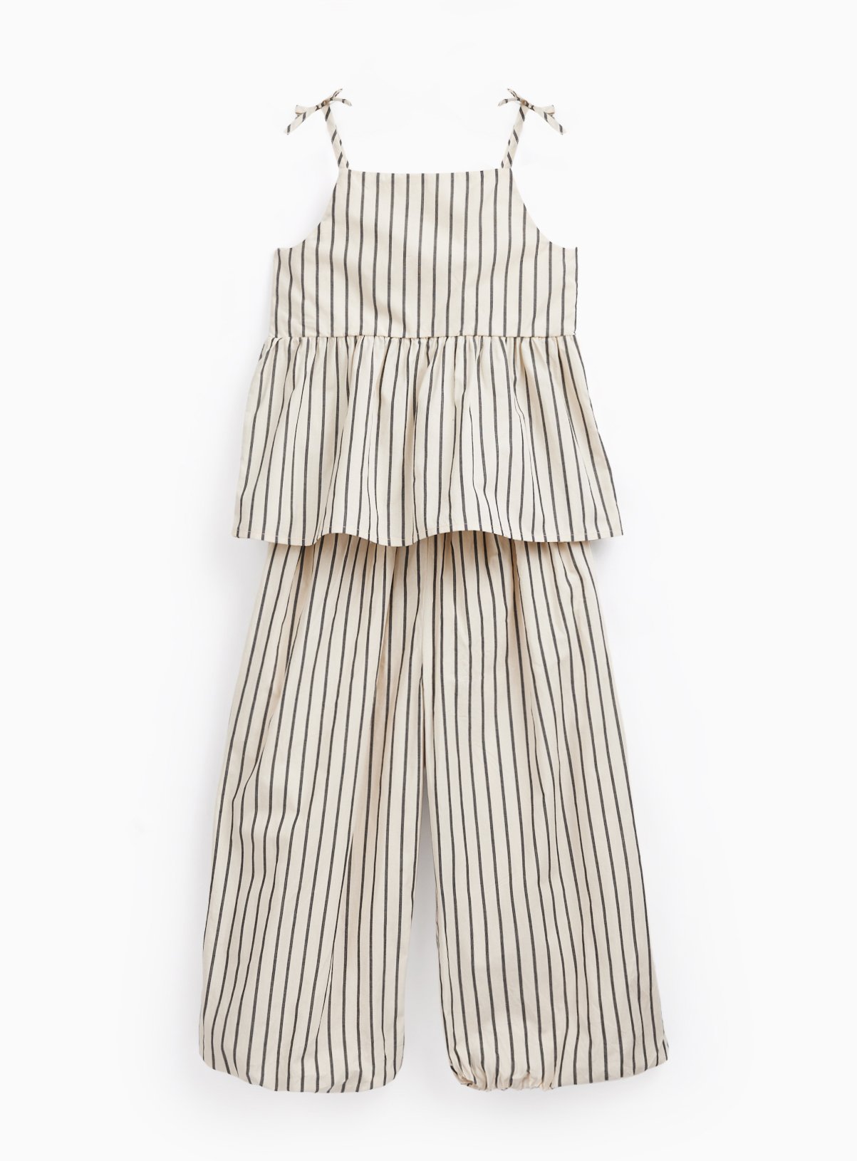 Cream Stripe Peplum Hem Top & Balloon Trousers Set 13 years