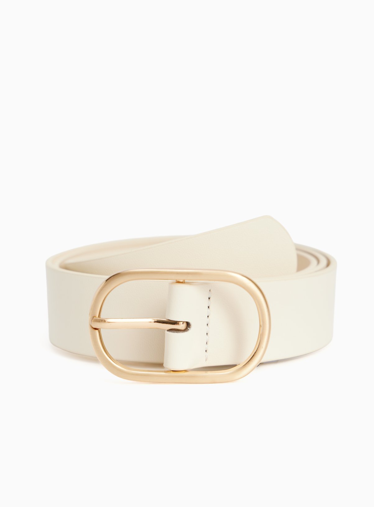 Stone Oval Buckle PU Belt L