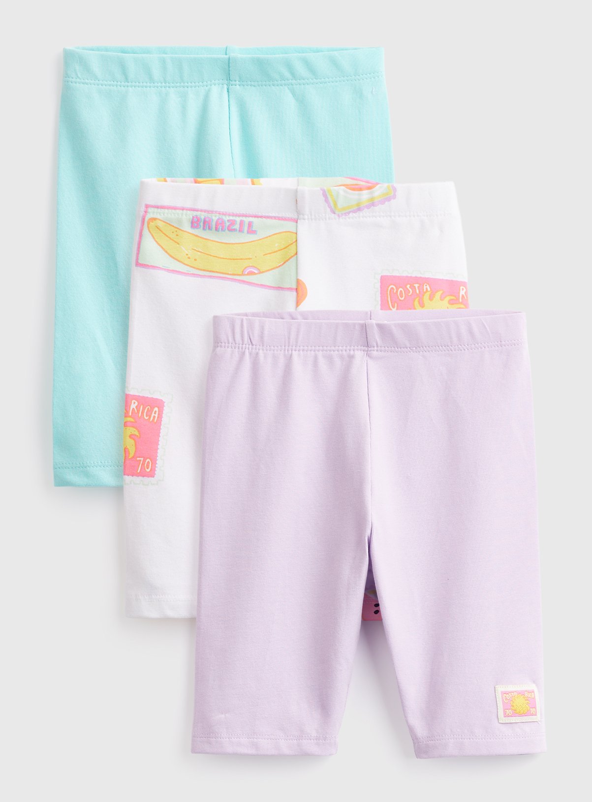 Plain & Stamp Print Cycle Shorts 3 Pack