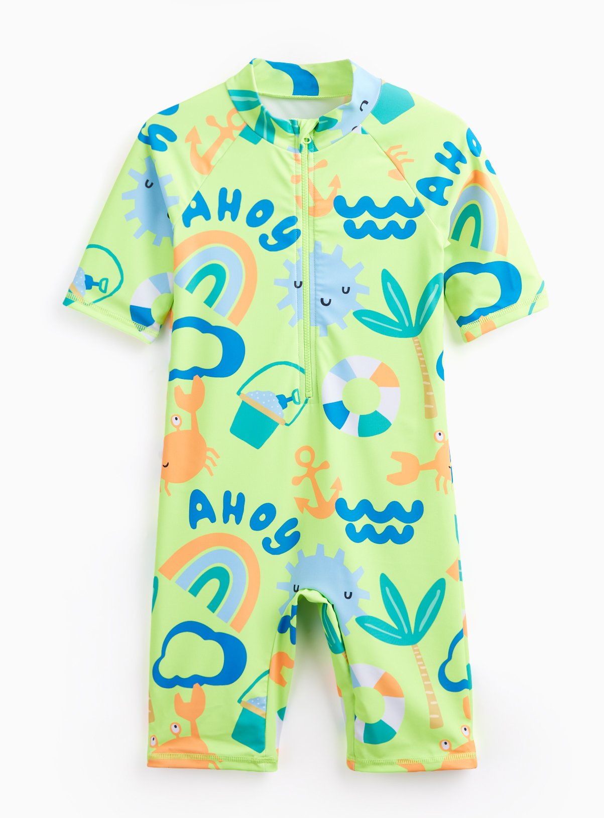 Green Sea Print Sunsafe Swimsuit 2-3 years