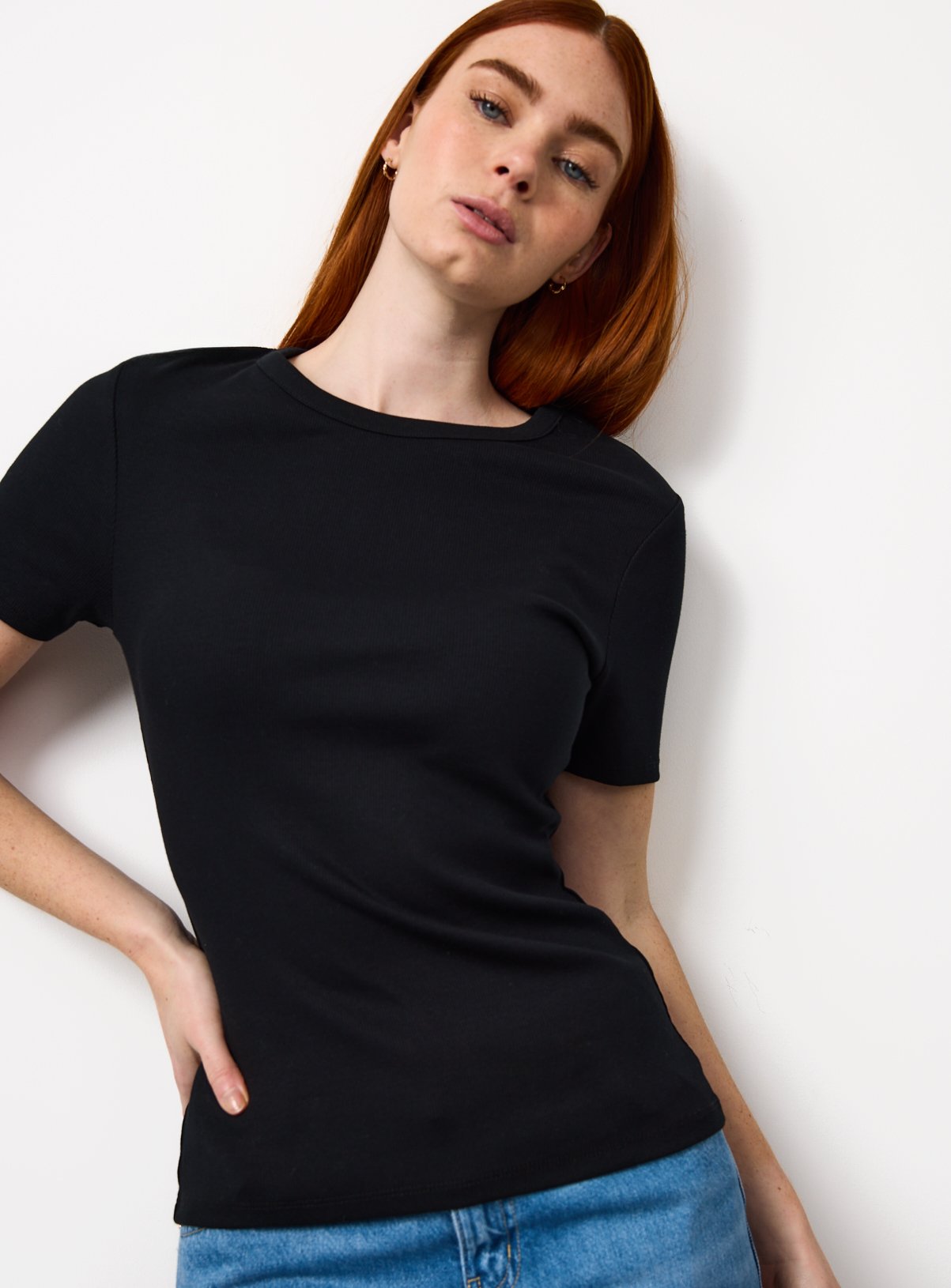 Black Ribbed Slim Fit T-Shirt 10