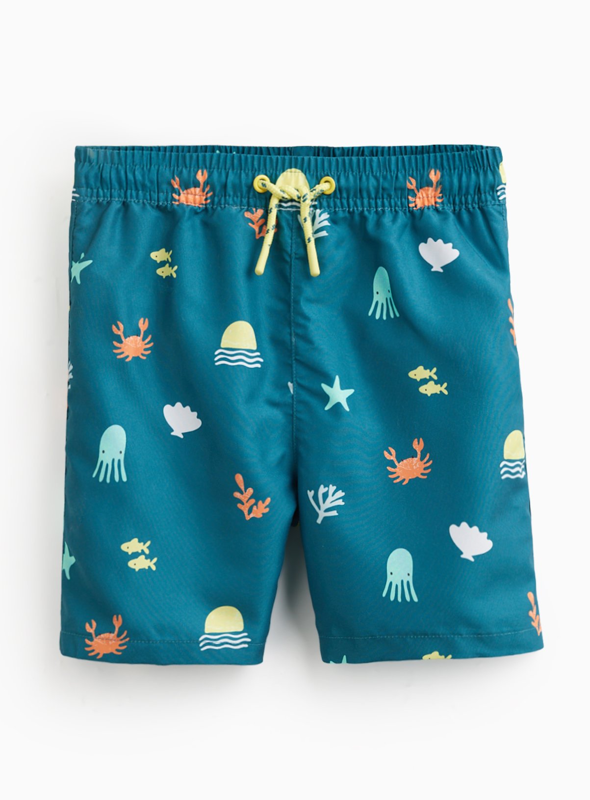 Blue Sea Life Print Woven Swim Shorts 