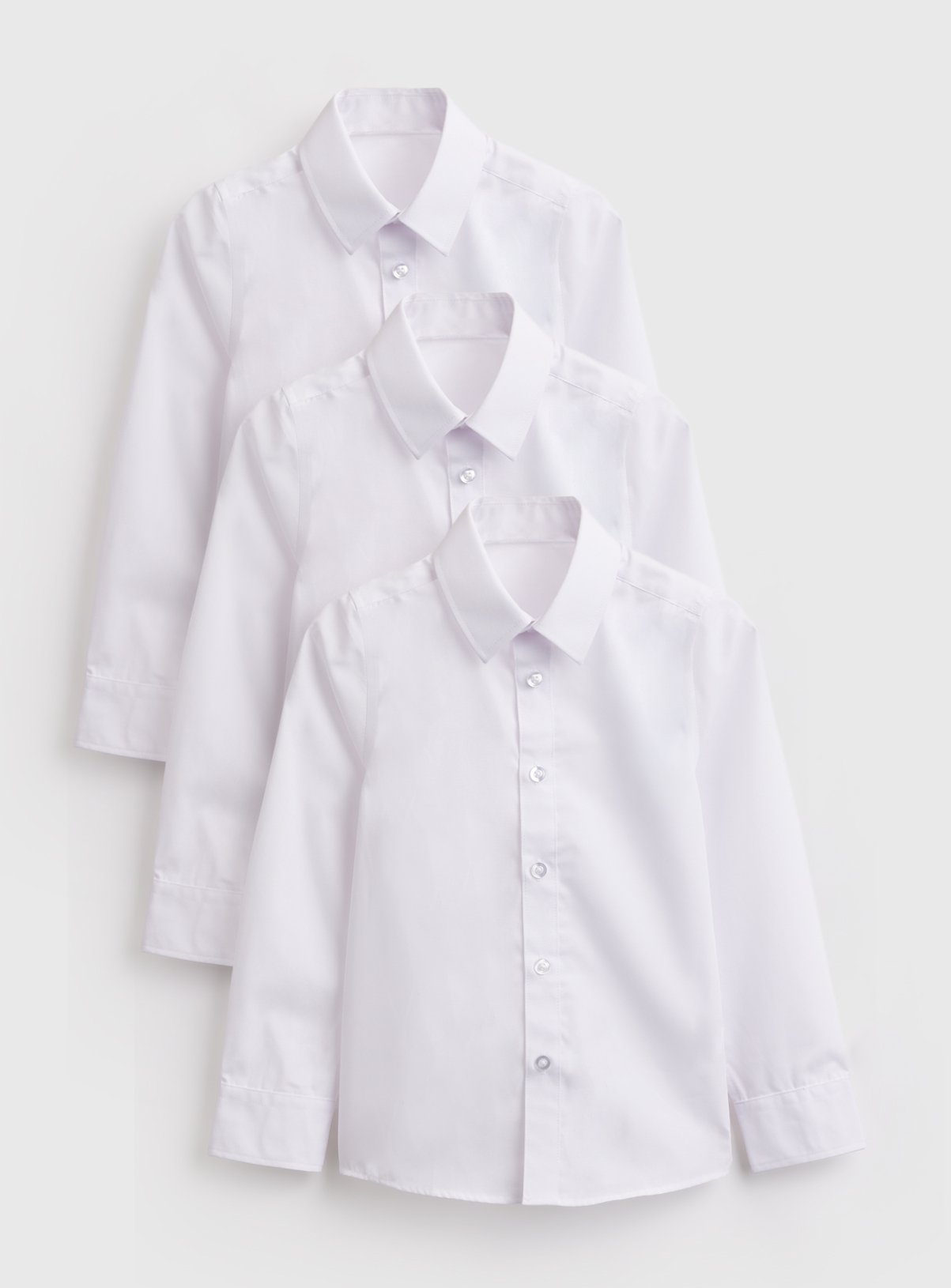 White Slim Fit Long Sleeve Shirts 3 Pack 9 years