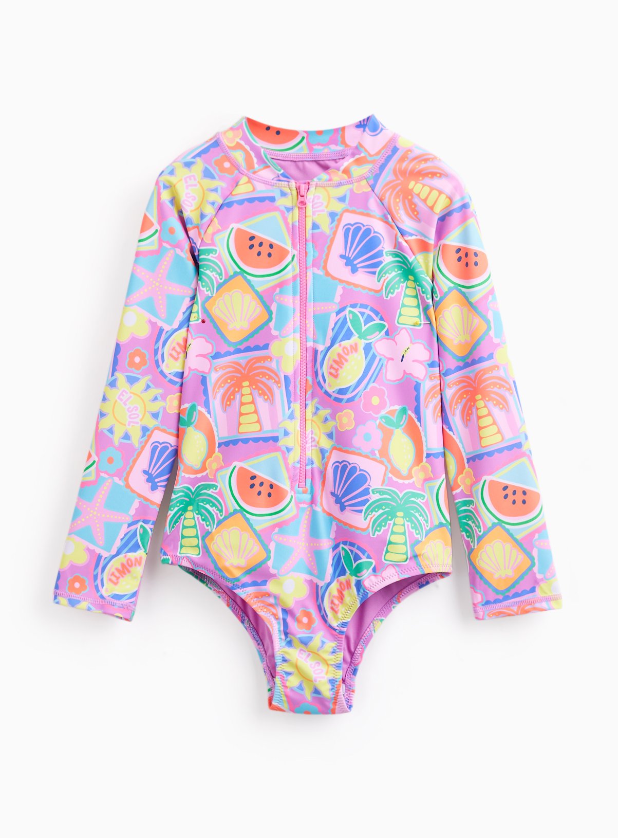 Tropical Postcard Print Rash Bodysuit 