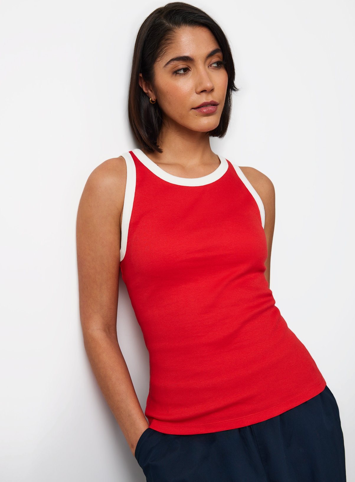 Red Built In Bra Support Vest 22