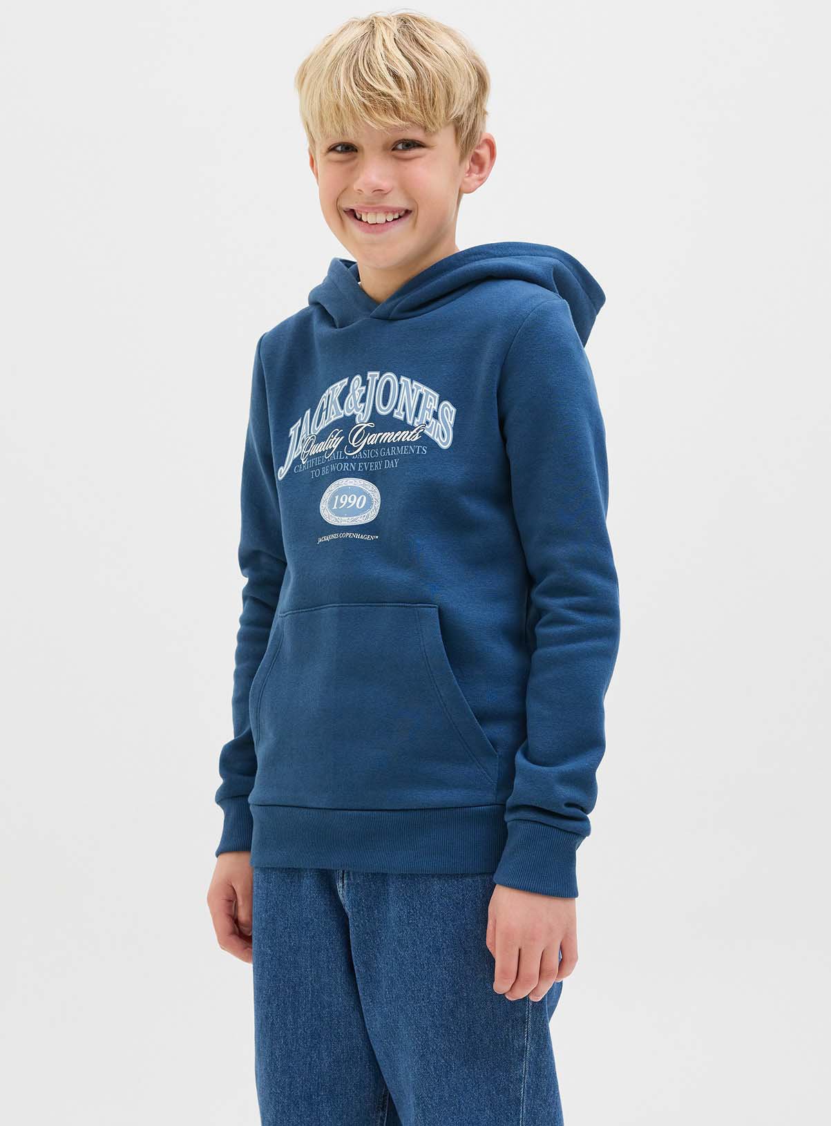 JACK & JONES JUNIOR Ari Branding Sweat Hood Blue 