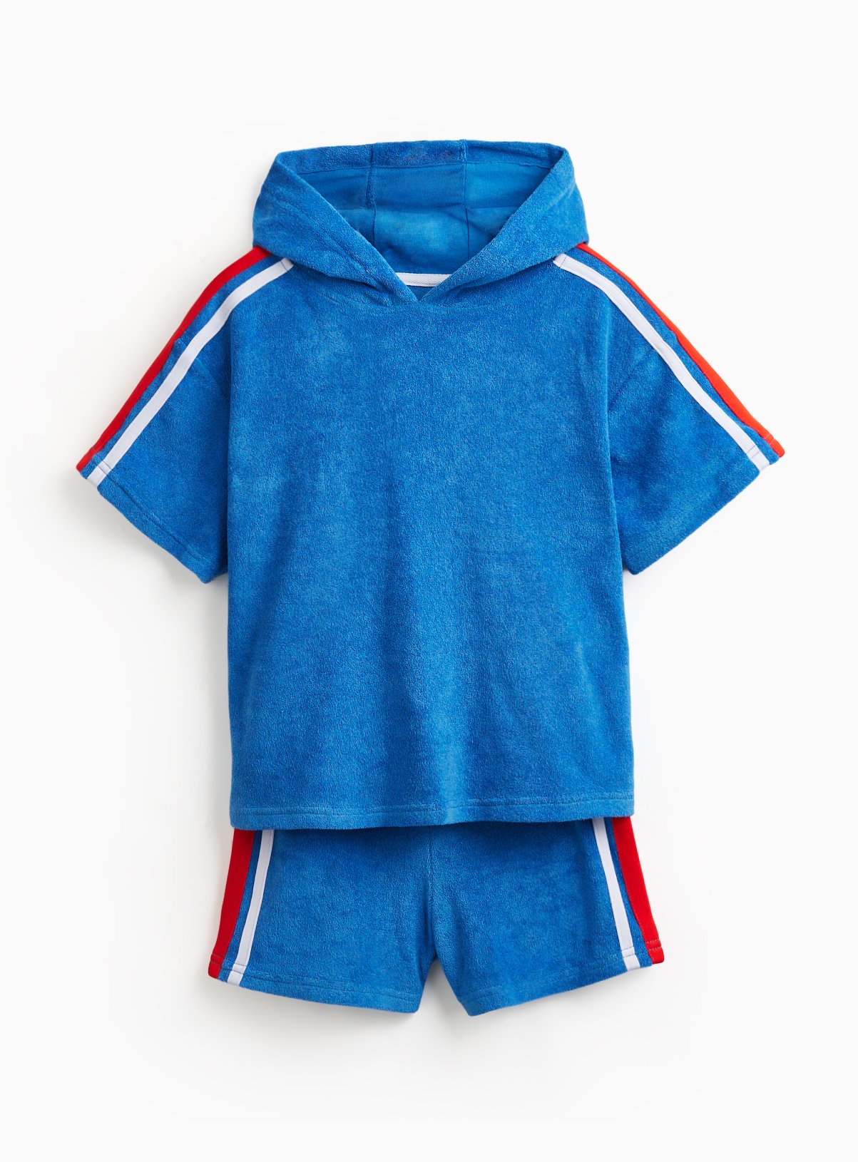 Blue Stripe Poncho Hooded Towel & Shorts Set 5-6 years