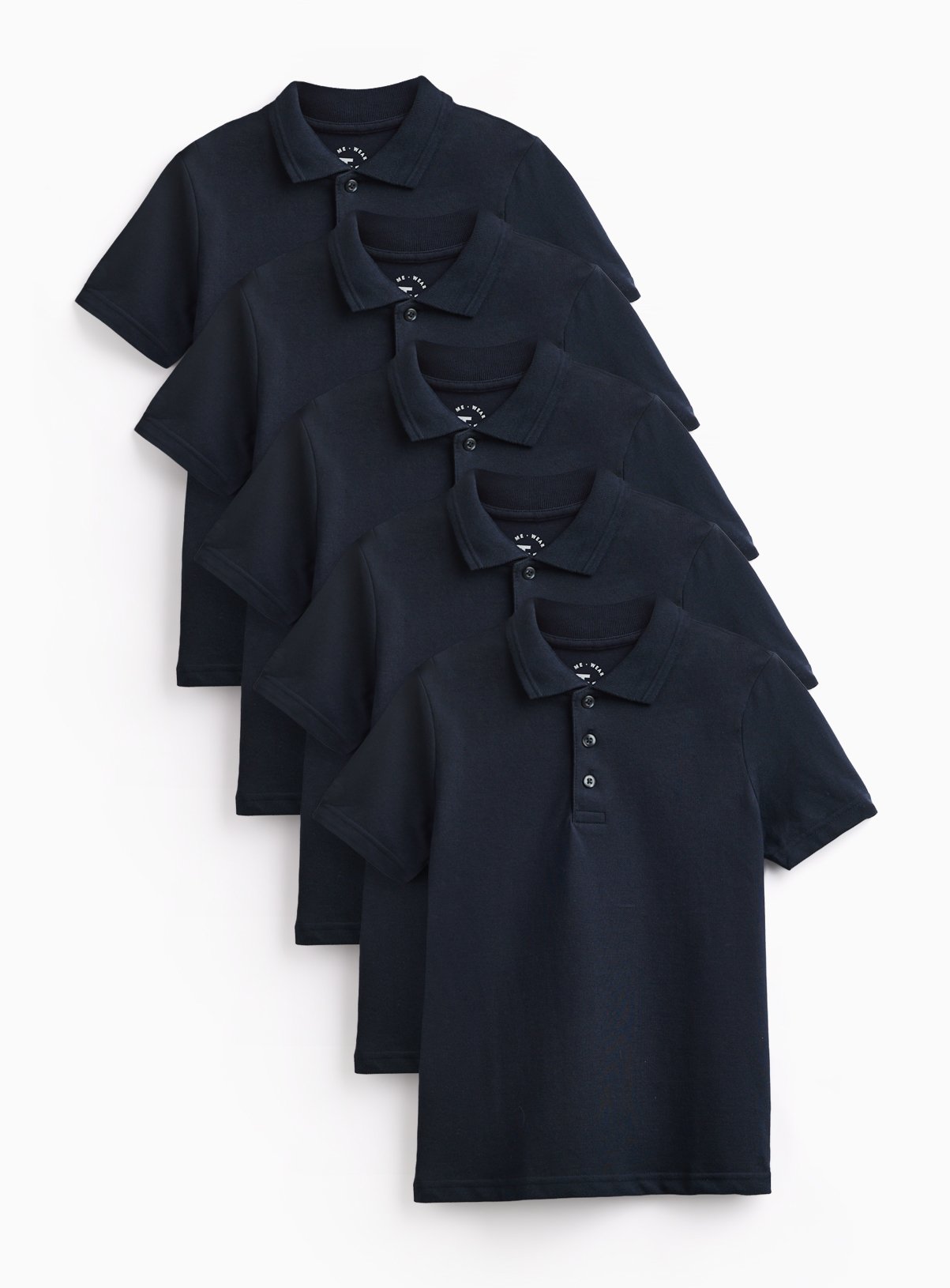 5 Pack Navy Unisex Polo Shirts 10 years