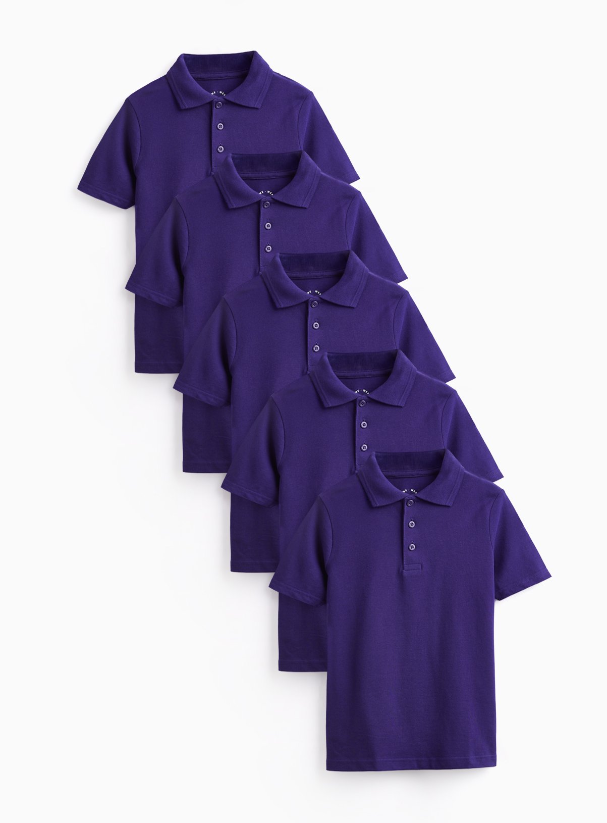 5 Pack Purple Unisex Polo Shirts 9 years