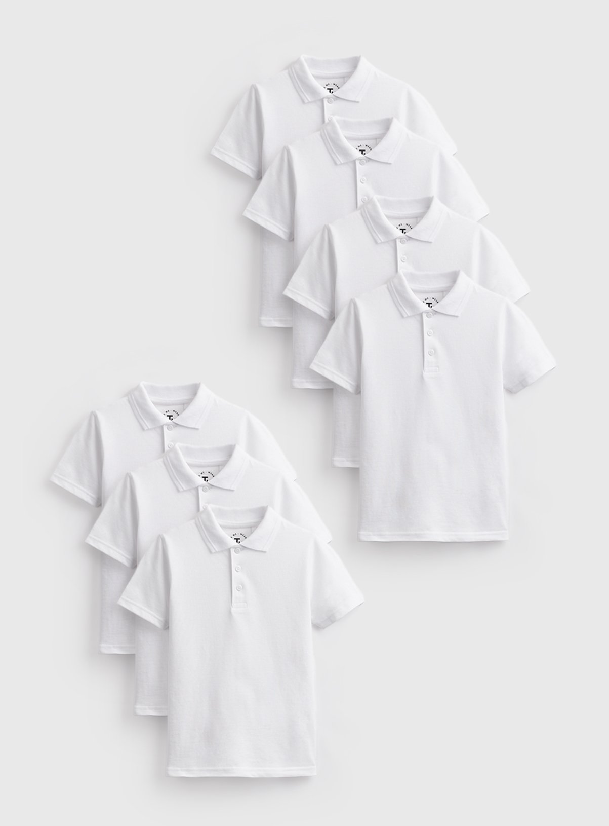 7 Pack White Unisex Polo Shirts 5 years