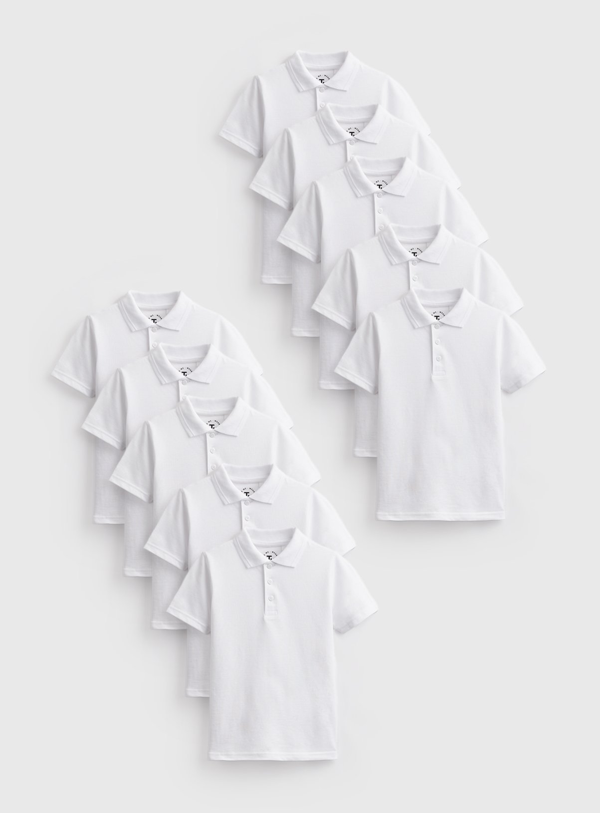10 Pack White Polo Shirts 10 years
