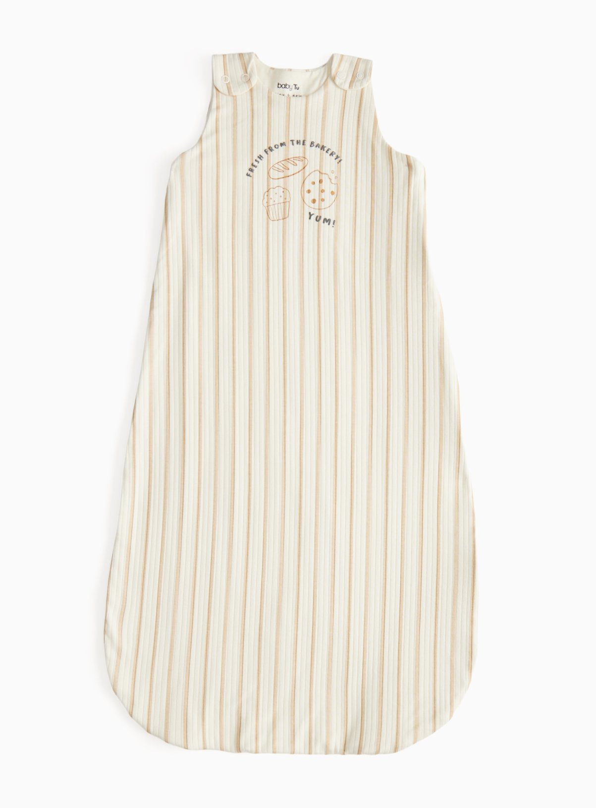 White Fresh From The Bakery Stripe Print 0.5 Tog Sleeping Bag