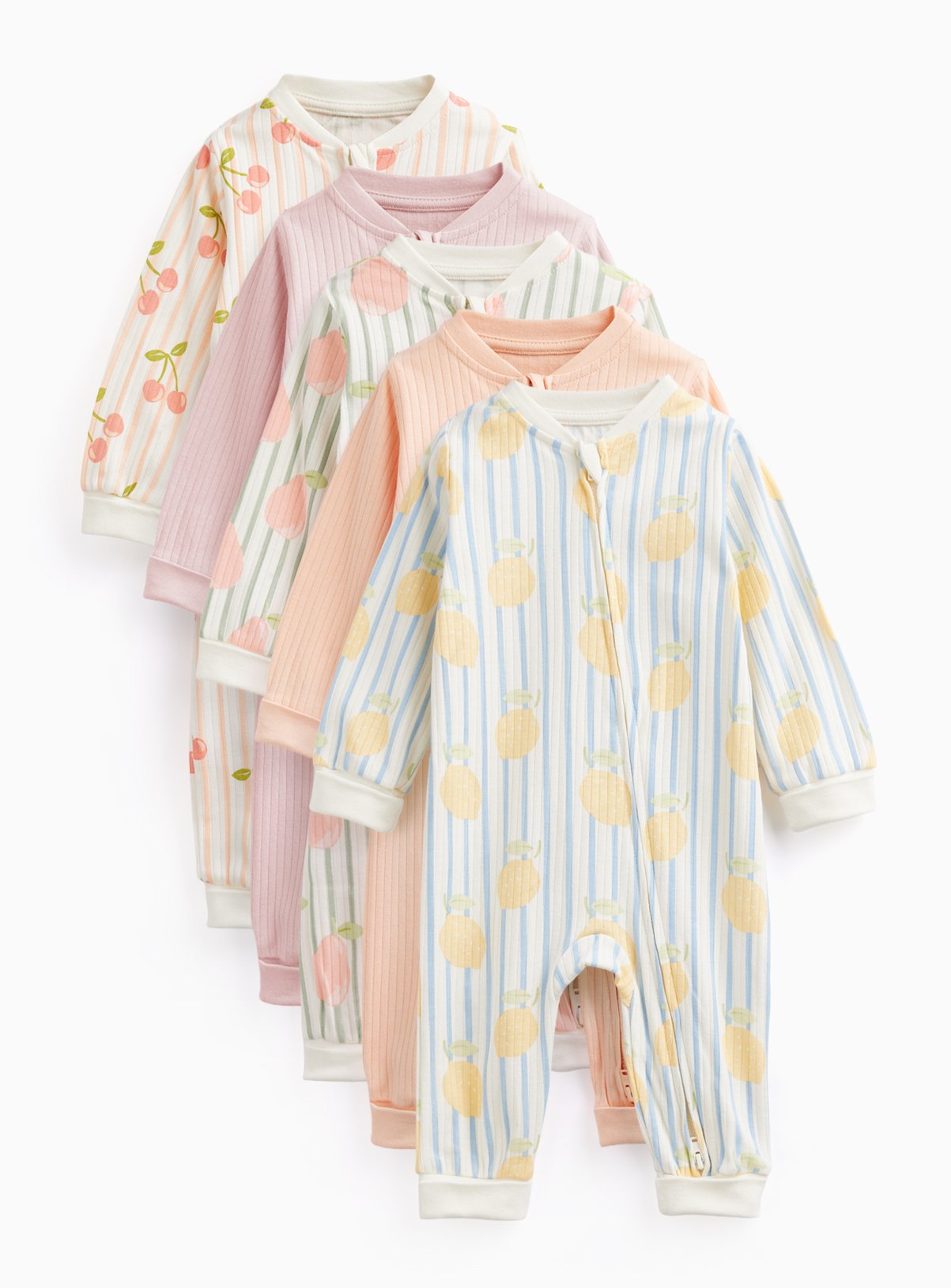 Fruit Print Sleepsuits 5 Pack 3-6 months