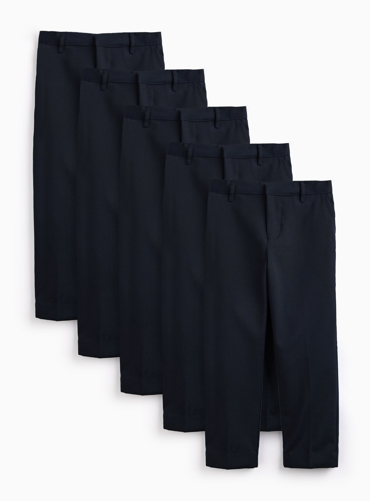 5 Pack Navy Woven Trousers with Reinforced Knees & Extendable Hem 8 years