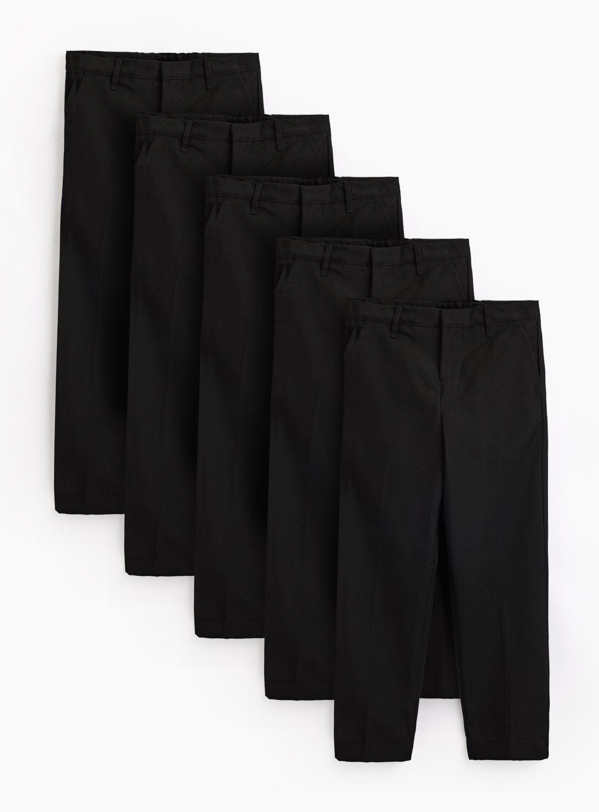Black Longer Leg Woven Trousers 5 Pack 8 years