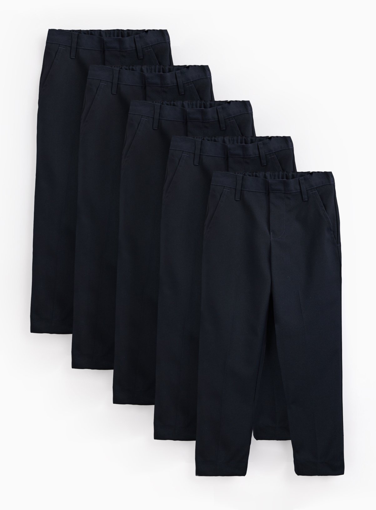 5 Pack Navy Woven Trousers with Reinforced Knees & Extendable Hem 5 years
