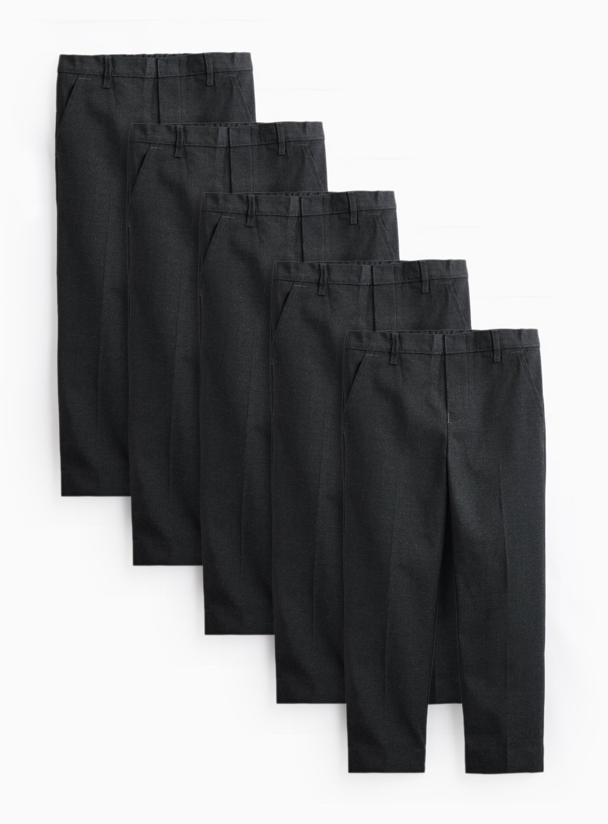 5 Pack Grey Woven Trousers with Reinforced Knees & Extendable Hem 10 years