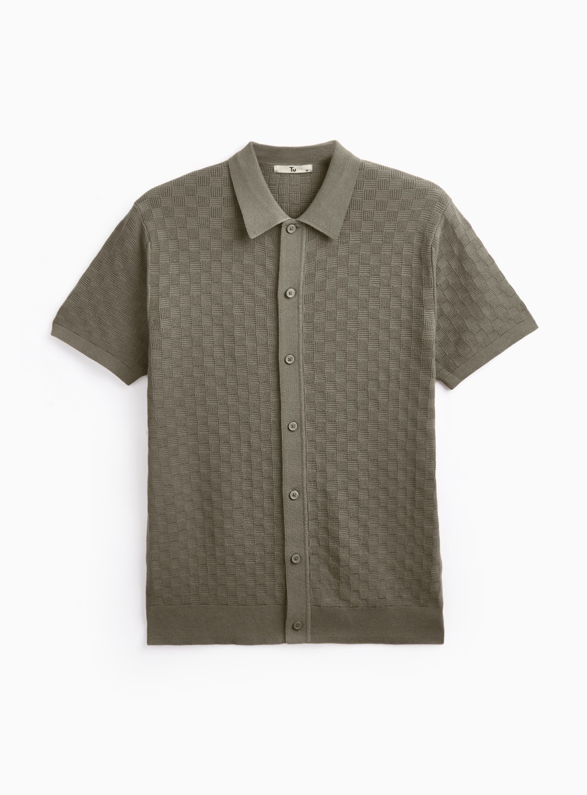 Khaki Textured Box Stitch Polo XXXL