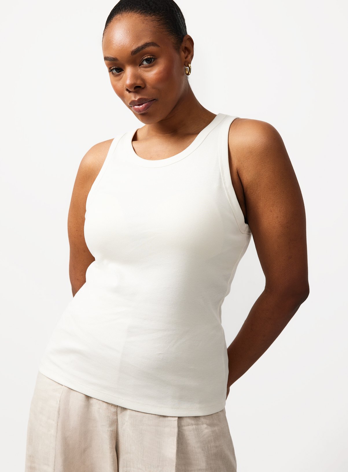 Cream Built In Bra Support Vest 6
