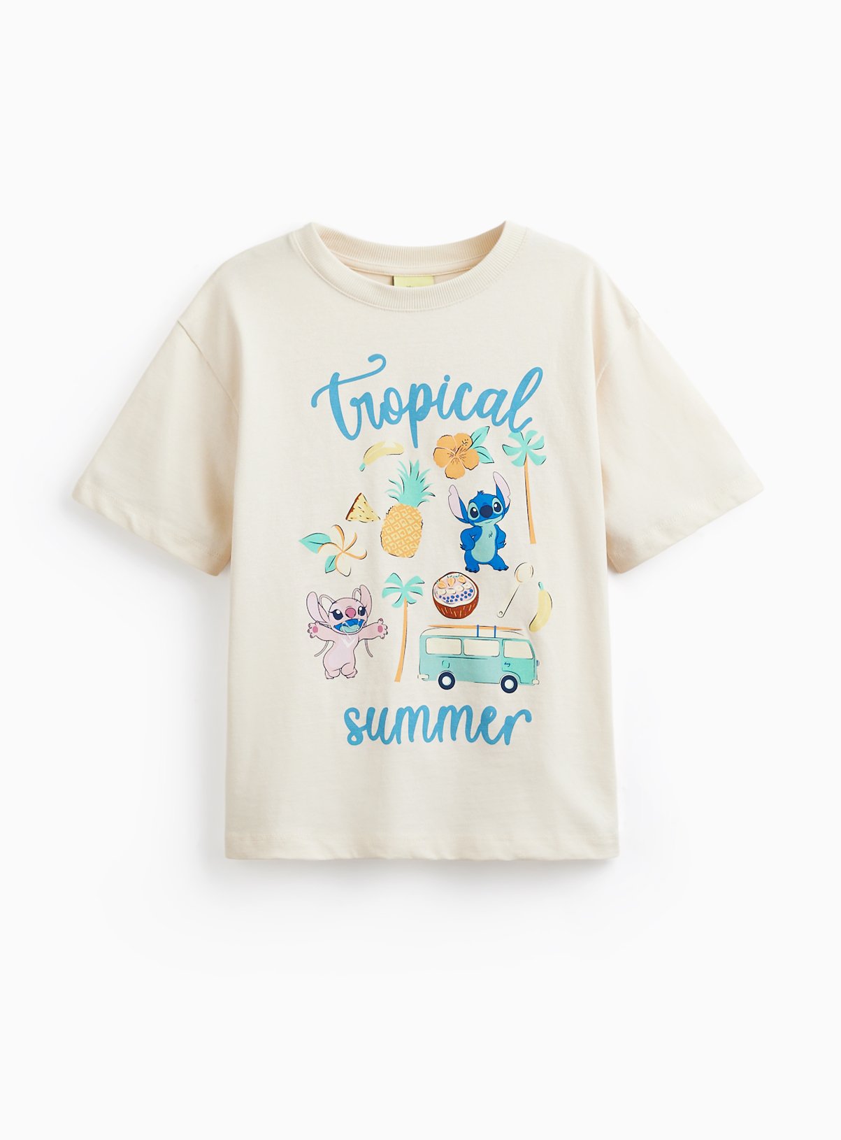 Cream Disney Stitch Tropical Character T-Shirt 7 years